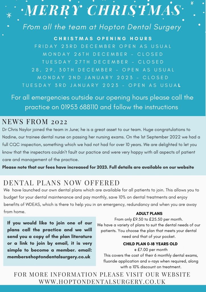 Hopton Dental Surgery Christmas Newsletter